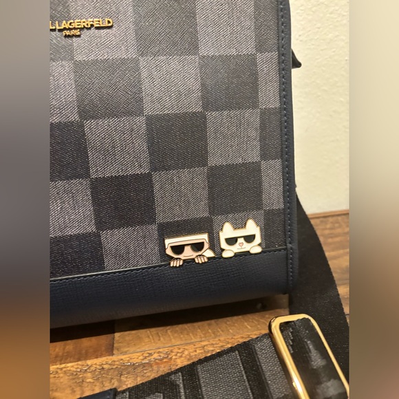Karl Lagerfeld Black and Gray Checkered Bag - Picture 4 of 10